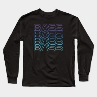 Bass Blueberry Color Repeated Text Long Sleeve T-Shirt